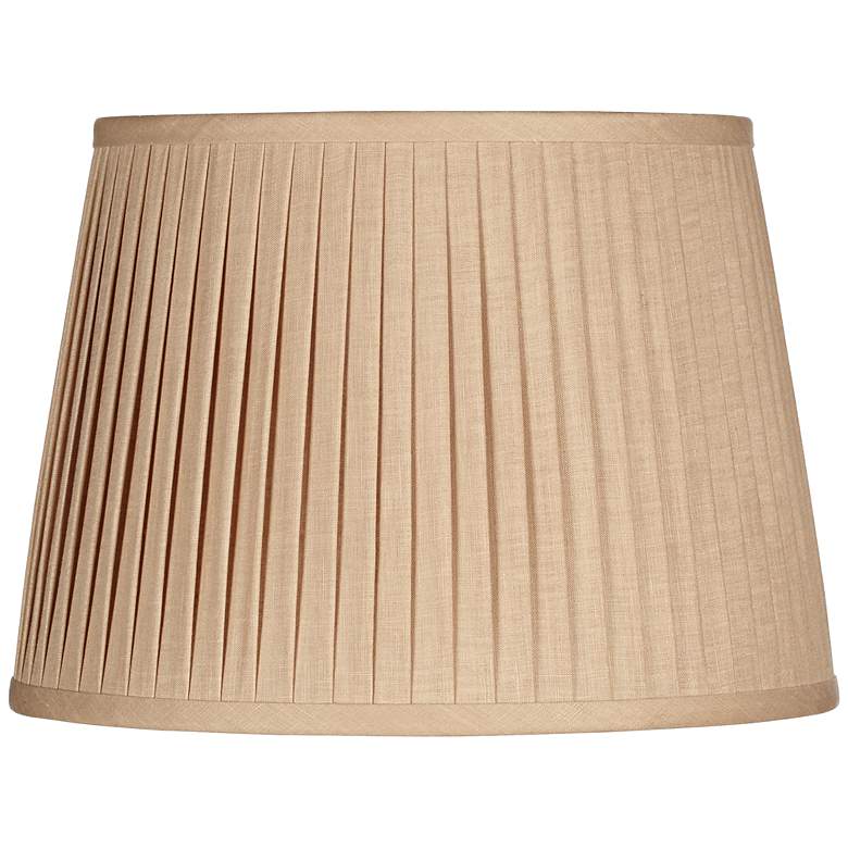 Image 1 Tan Drum Knife Pleat Linen Shade 13x16x10 (Spider)