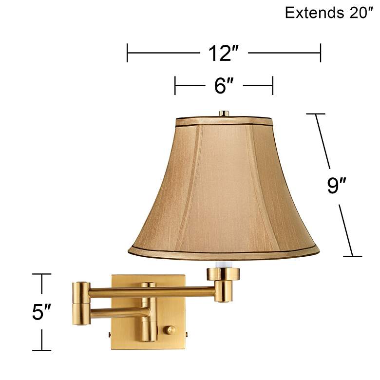 Image 4 Tan Fabric Bell Alta Square Warm Gold Plug-In Swing Arm Wall Light more views