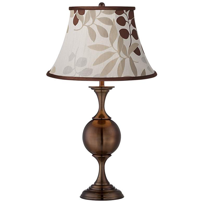 Image 1 Tan Floral Silhouette Bronze Center Sphere Table Lamp