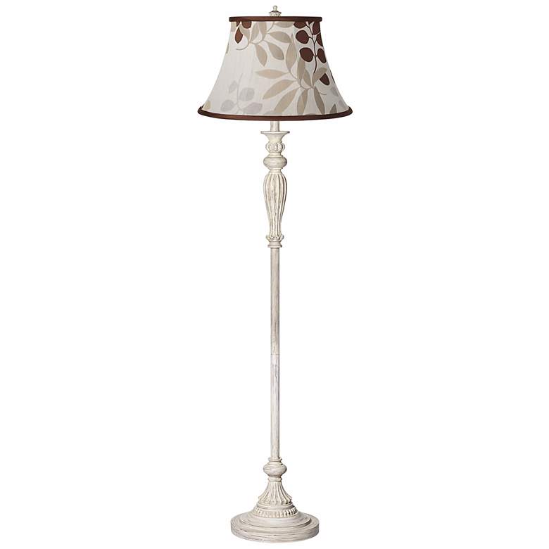 Image 1 Tan Floral Silhouette Shabby Chic Antique White Floor Lamp