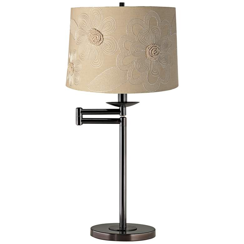 Image 1 Tan Flower Shade Bronze Swing Arm Desk Lamp