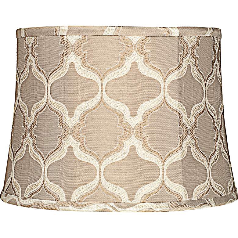 Image 1 Tan Moroccan Embroidered Drum Shade 12x14x10 (Spider)