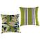 Tan Olive Blue 14" Various Edge Outdoor Accent Pillow