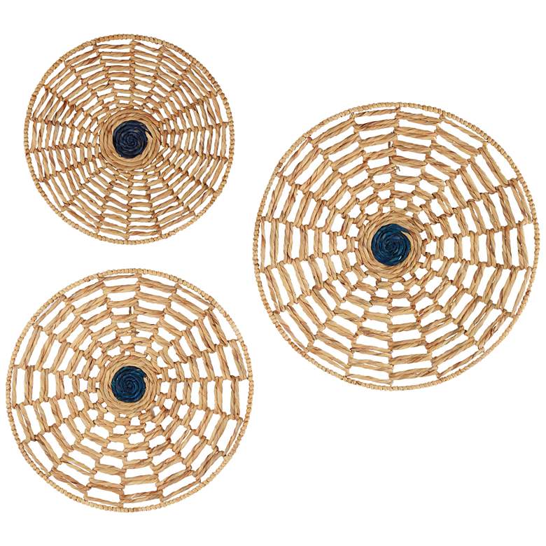 Image 1 Tan Web Seagrass 3-Piece Round Wall Art Set