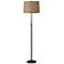 Tan Woven Bronze Adjustable Floor Lamp