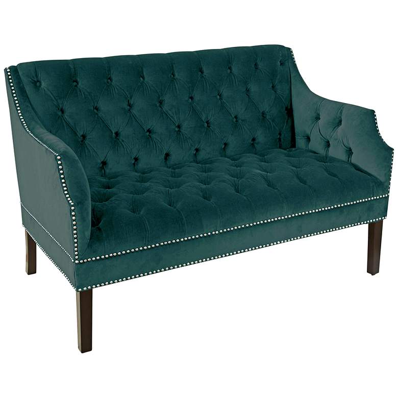 Image 1 Tana Mystere Peacock 2-Seater Button-Tufted Settee