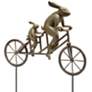 Tandem Bicycle Bunnies 28 1/2" High Aluminum Garden Statue