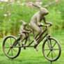 Tandem Bicycle Bunnies 28 1/2" High Aluminum Garden Statue