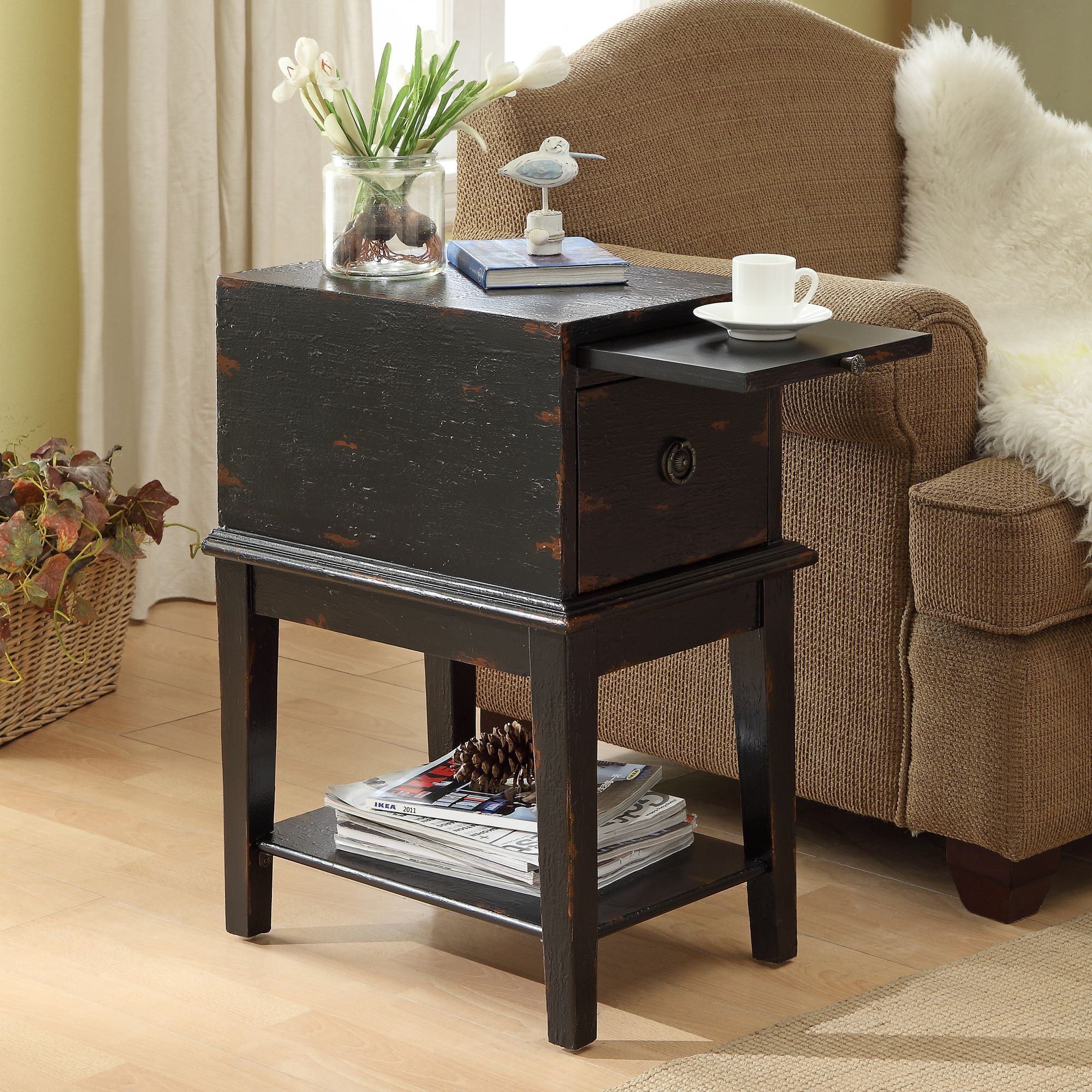 Tandi Distressed Black End Table Y9178 Lamps Plus