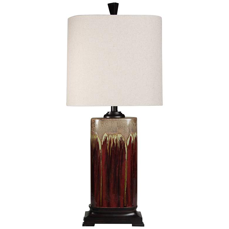 Image 2 Tandoori Spice Dark Red and Tan Tall Ceramic Table Lamp