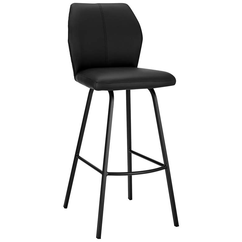 Image 1 Tandy 26 in. Barstool in Black Matte Powder Coating, Black Faux Leather