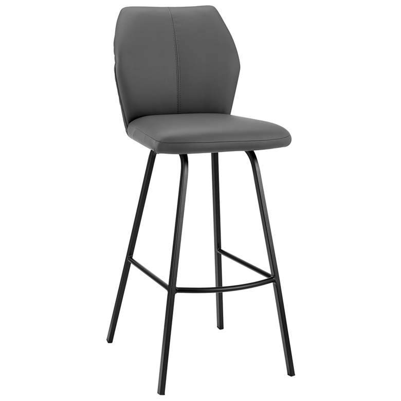 Image 1 Tandy 26 in. Barstool in Black Matte Powder Coating, Gray Faux Leather