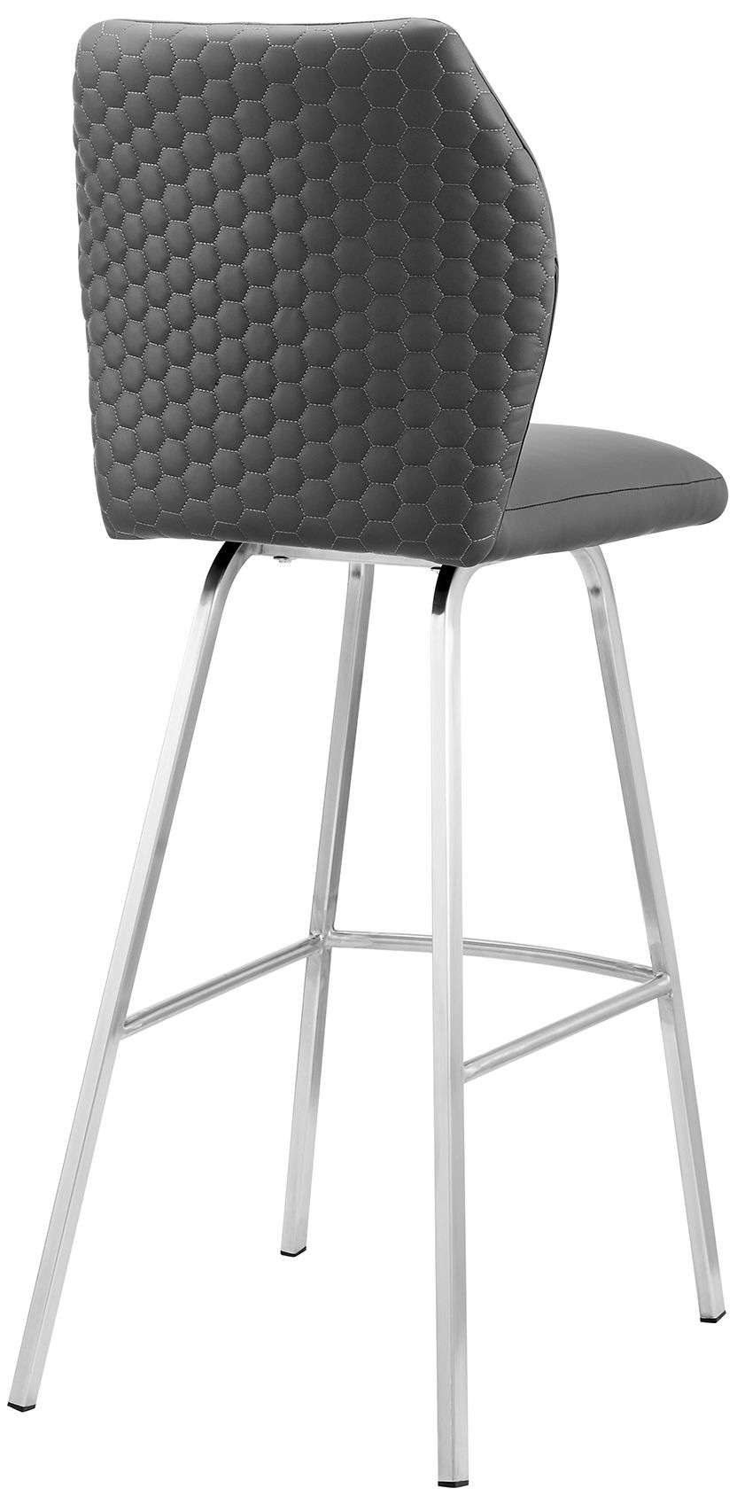 Tandy 26 in. Barstool in Brushed Stainless Steel Finish, Gray Faux Leather