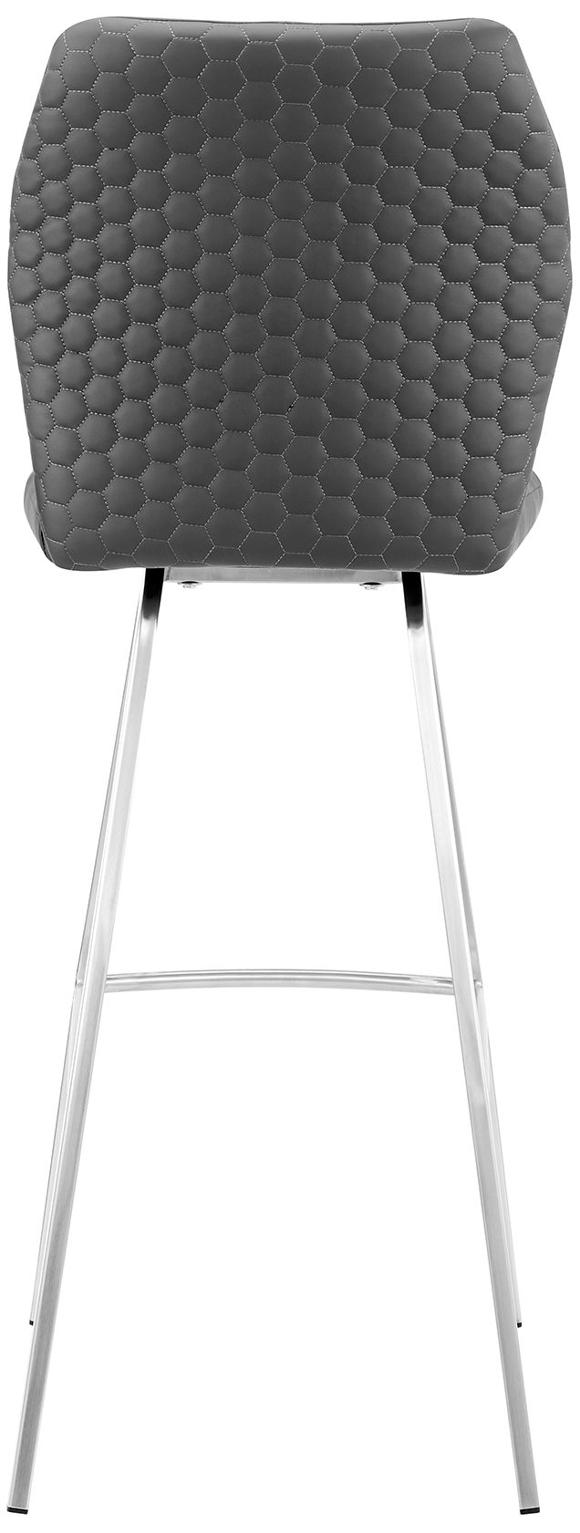 Tandy 26 in. Barstool in Brushed Stainless Steel Finish, Gray Faux Leather