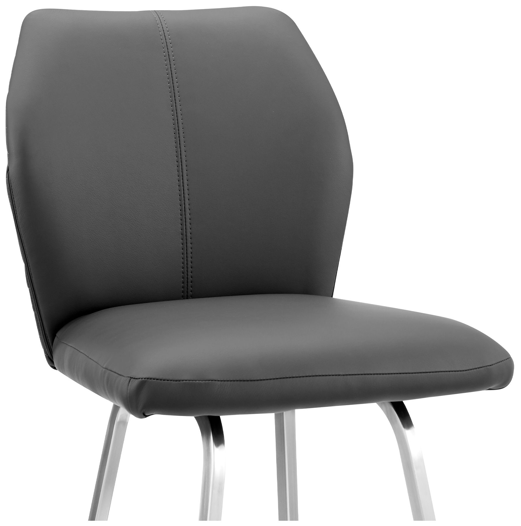 Tandy 26 in. Barstool in Brushed Stainless Steel Finish, Gray Faux Leather