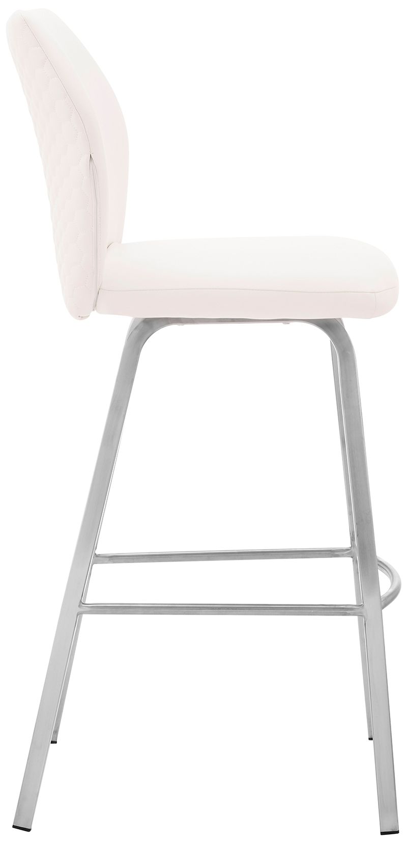 Image 4 Tandy 26 in. Barstool in Brushed Stainless Steel Finish, White Faux Leather more views