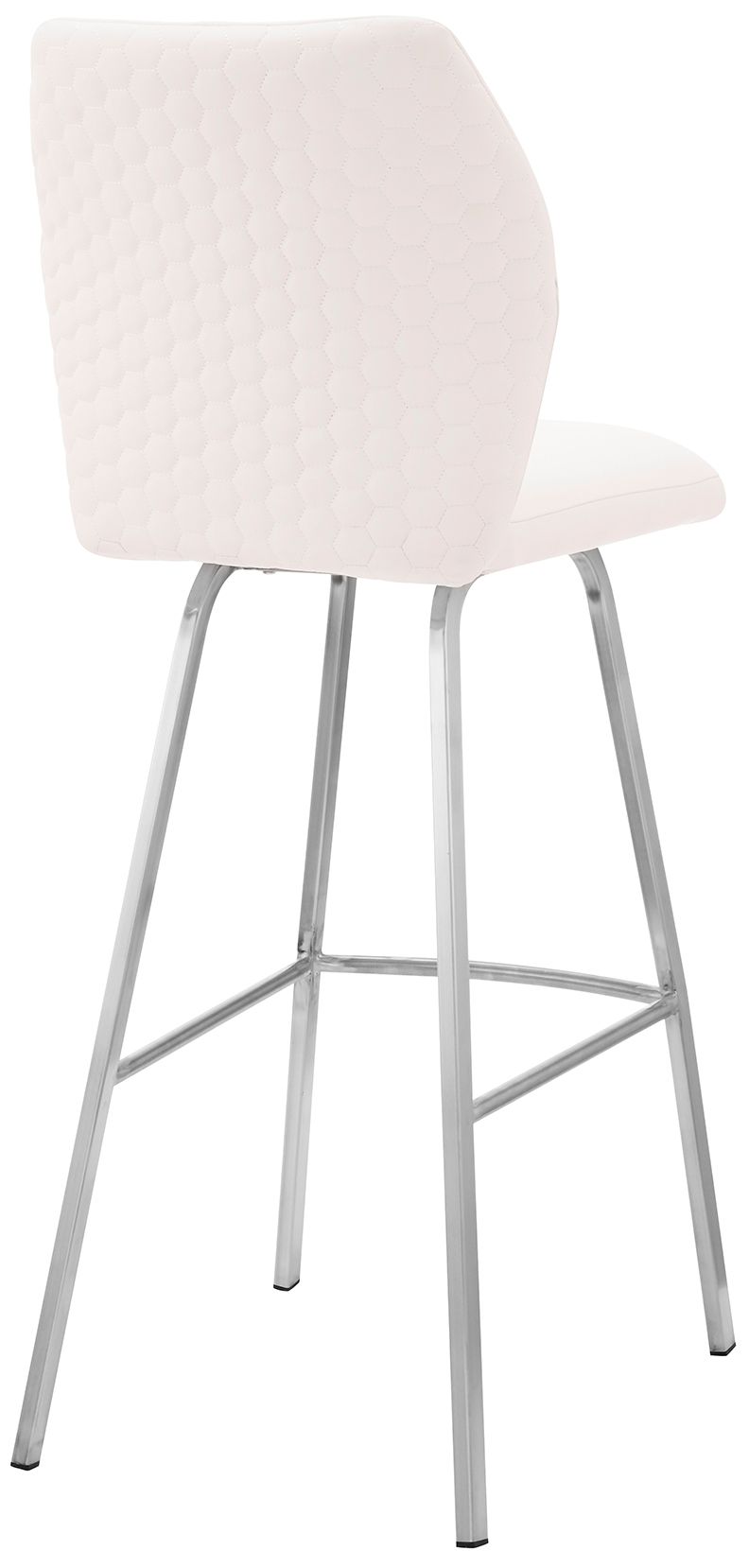 Image 5 Tandy 26 in. Barstool in Brushed Stainless Steel Finish, White Faux Leather more views