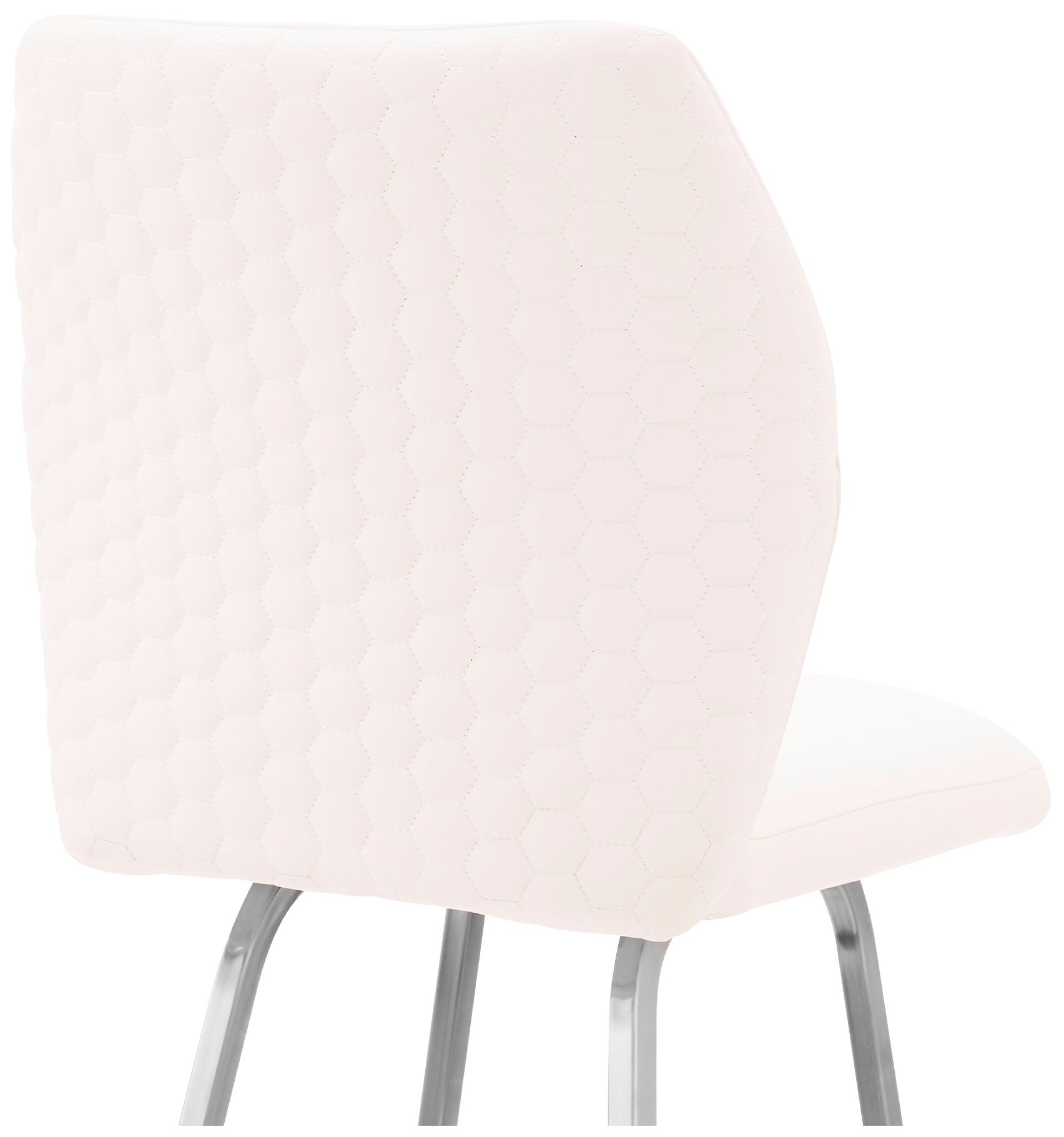 Tandy 26 in. Barstool in Brushed Stainless Steel Finish, White Faux Leather