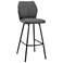 Tandy 30 in. Barstool in Black Matte Powder Coating, Gray Faux Leather