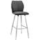 Tandy 30 in. Barstool in Brushed Stainless Steel Finish, Gray Faux Leather