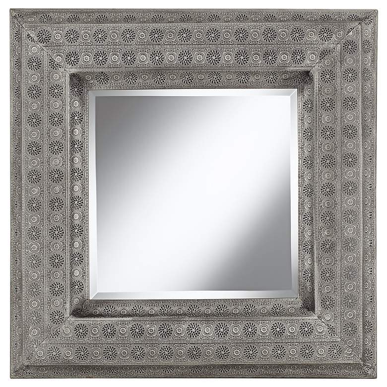 Image 1 Taneka Pounded Metal 29 1/4 inch High Square Wall Mirror