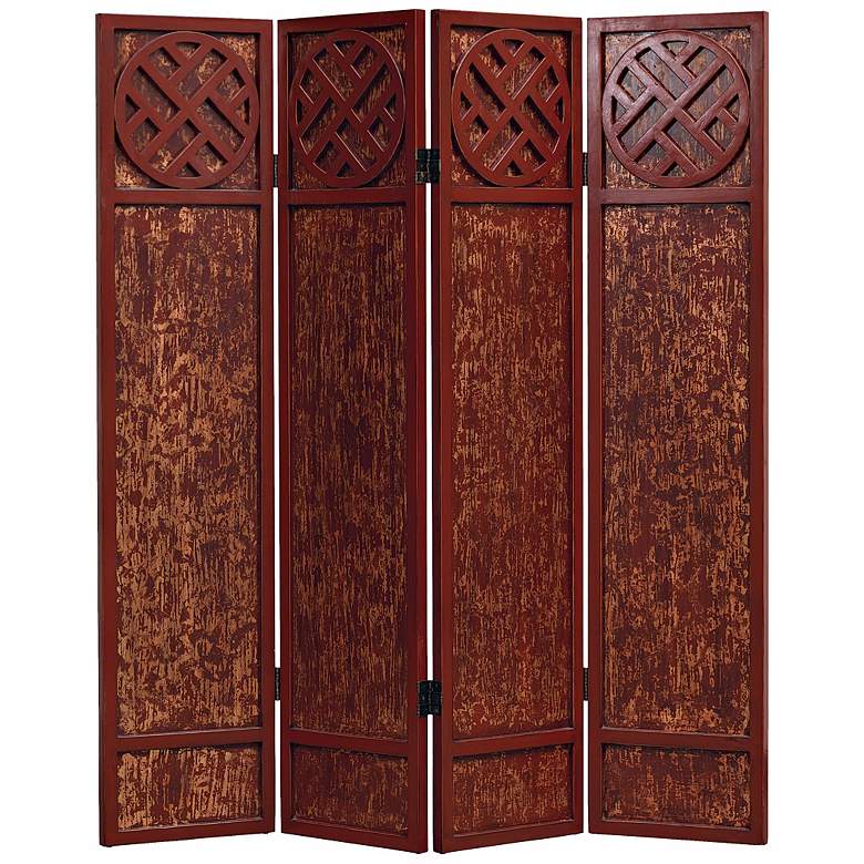 Image 1 Tang Antique Red Asian 4-Panel Room Divider Screen