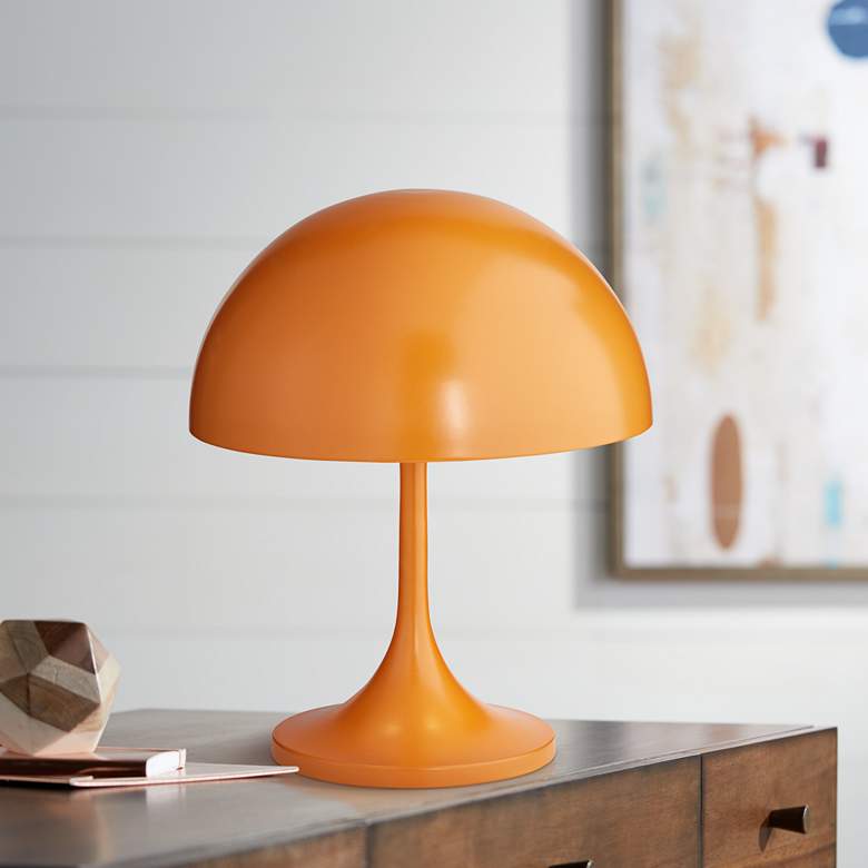 Image 1 Tangelo 18" High Orange Metal Mushroom Dome Accent Table Lamp