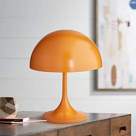 Image1 of Tangelo 18" High Orange Metal Mushroom Dome Accent Table Lamp