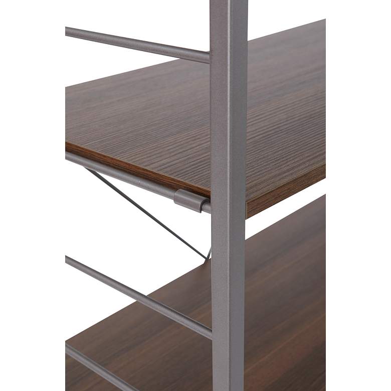 Image 5 Tangent 33" Wide Cocoa Wood Silver Metal 5-Shelf Bookcase more views