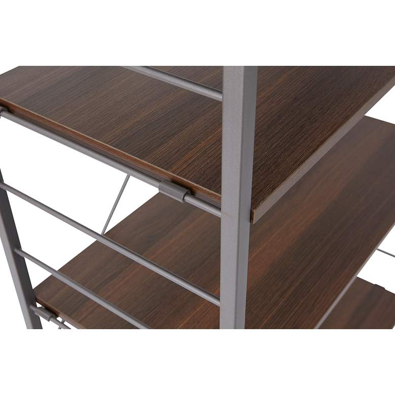 Image 3 Tangent 33 inch Wide Cocoa Wood Silver Metal 6-Shelf Bookcase more views