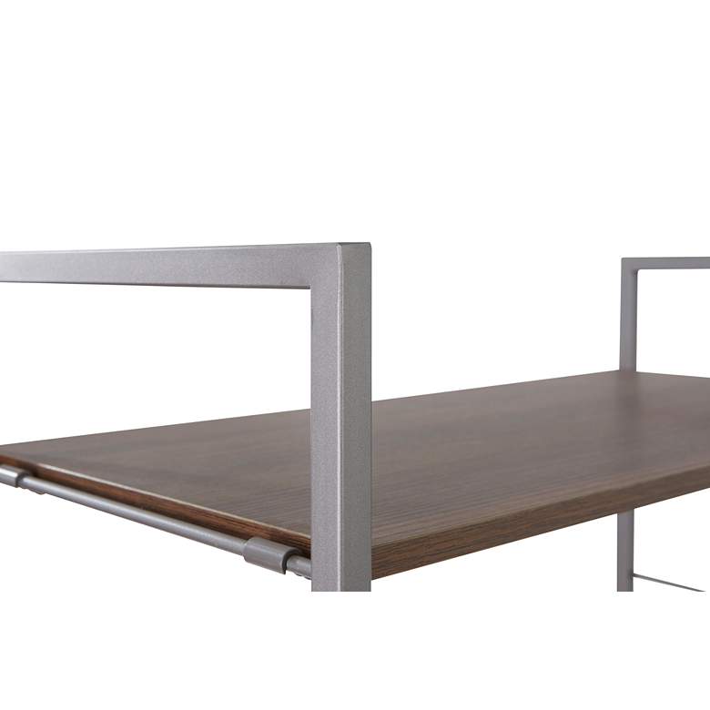 Image 4 Tangent 33" Wide Cocoa Wood Silver Metal 6-Shelf Bookcase more views