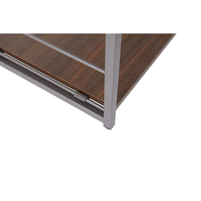 Image 5 Tangent 33" Wide Cocoa Wood Silver Metal 6-Shelf Bookcase more views