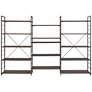 Tangent 90" Wide Cocoa Wood Silver Metal Bookcase Combo A
