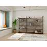 Tangent 98" Wide Cocoa Wood Silver Metal Bookcase Combo B