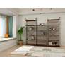Tangent 98" Wide Cocoa Wood Silver Metal Bookcase Combo D