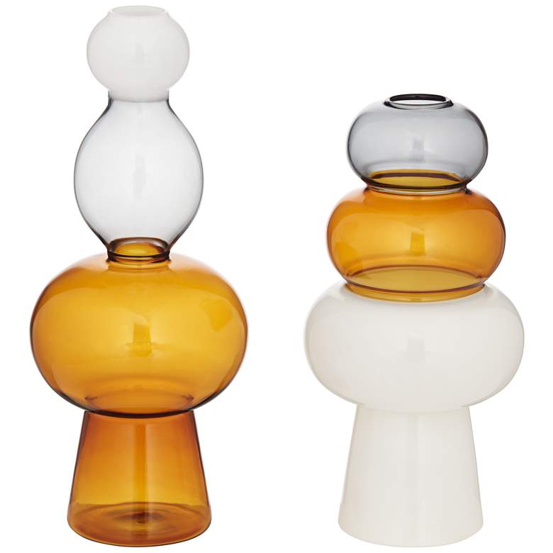 Image 2 Tanger 10 1/4" Triple Amber Glass Vase Set of 2