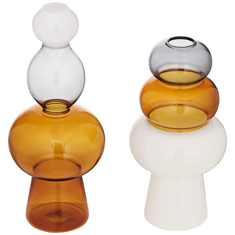Image 6 Tanger 10 1/4" Triple Amber Glass Vase Set of 2 more views