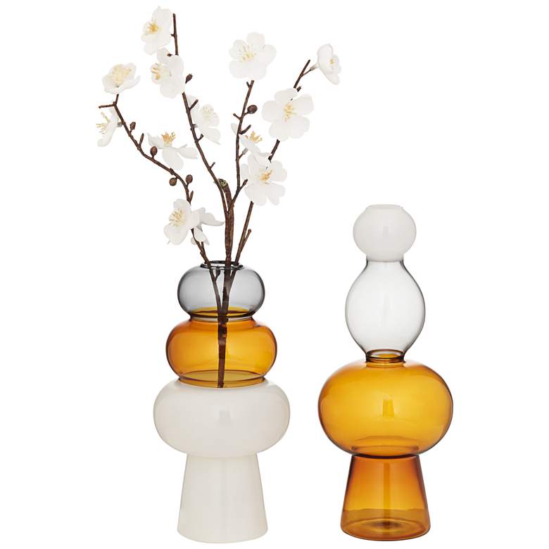 Image 7 Tanger 10 1/4" Triple Amber Glass Vase Set of 2 more views
