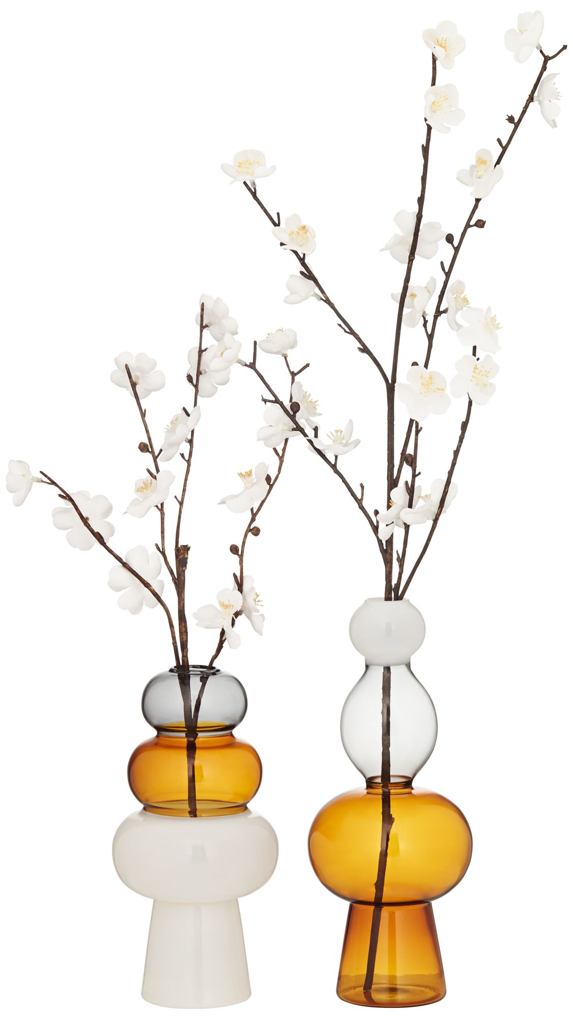 Tanger 10 1/4" Triple Amber Glass Vase Set of 2