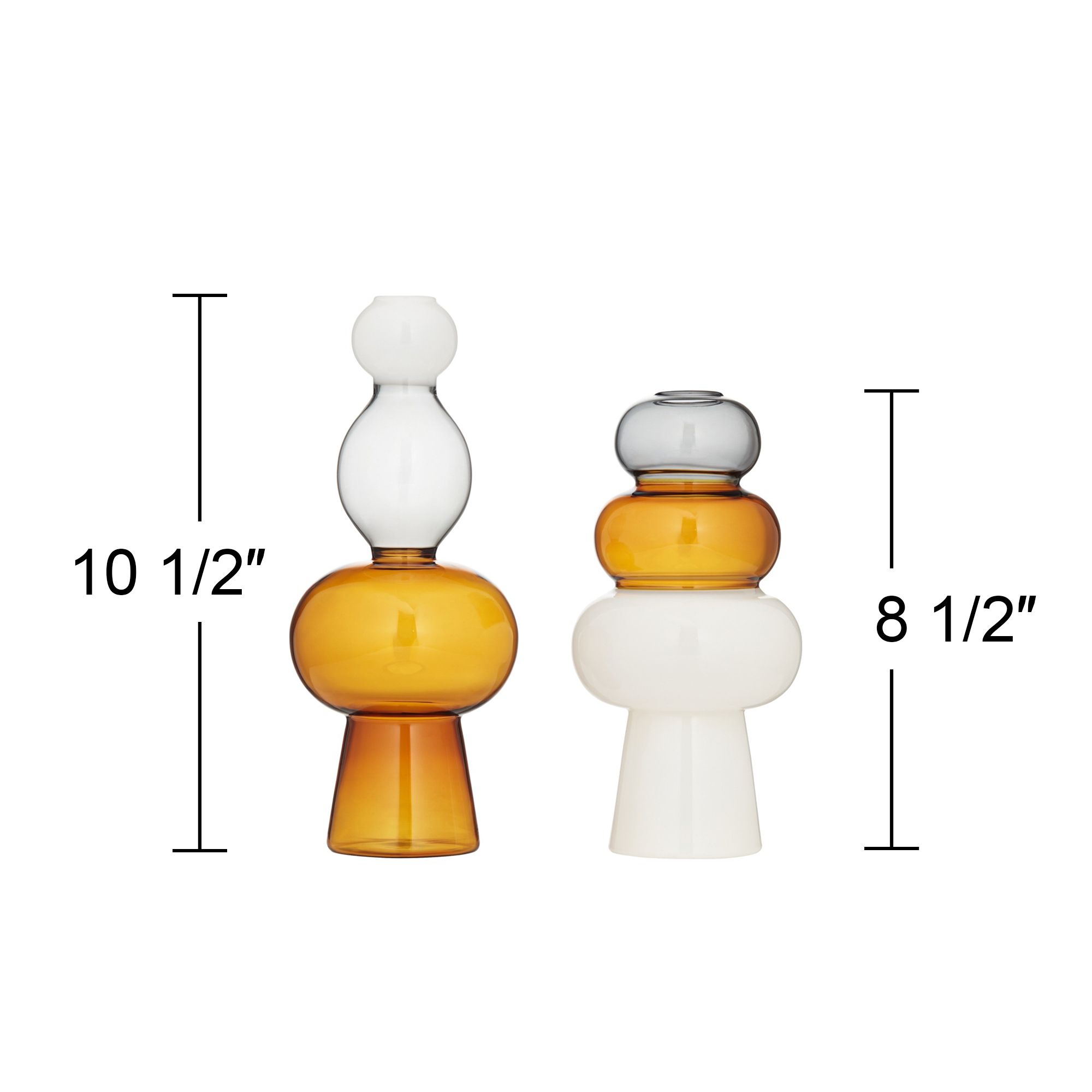 Tanger 10 1/4" Triple Amber Glass Vase Set of 2