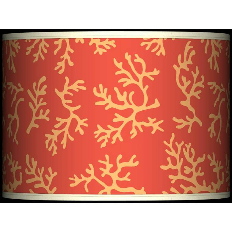 Image 1 Tangerine Coral Giclee Lamp Shade 13.5x13.5x10 (Spider)