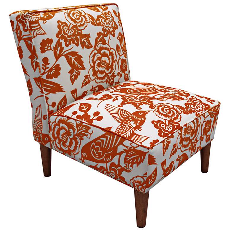 Image 1 Tangerine Floral And Canary Print Accent Chair