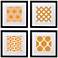 Tangerine Tiles 4-Piece 14" Square Black Framed Wall Art Set