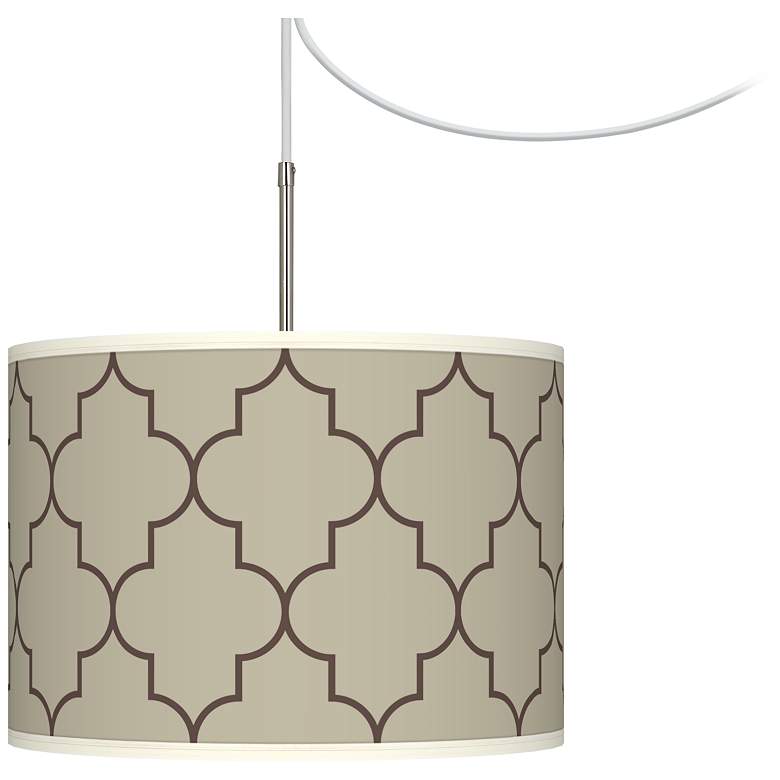 Image 1 Tangier Taupe Giclee Glow Swag Style Plug-In Chandelier