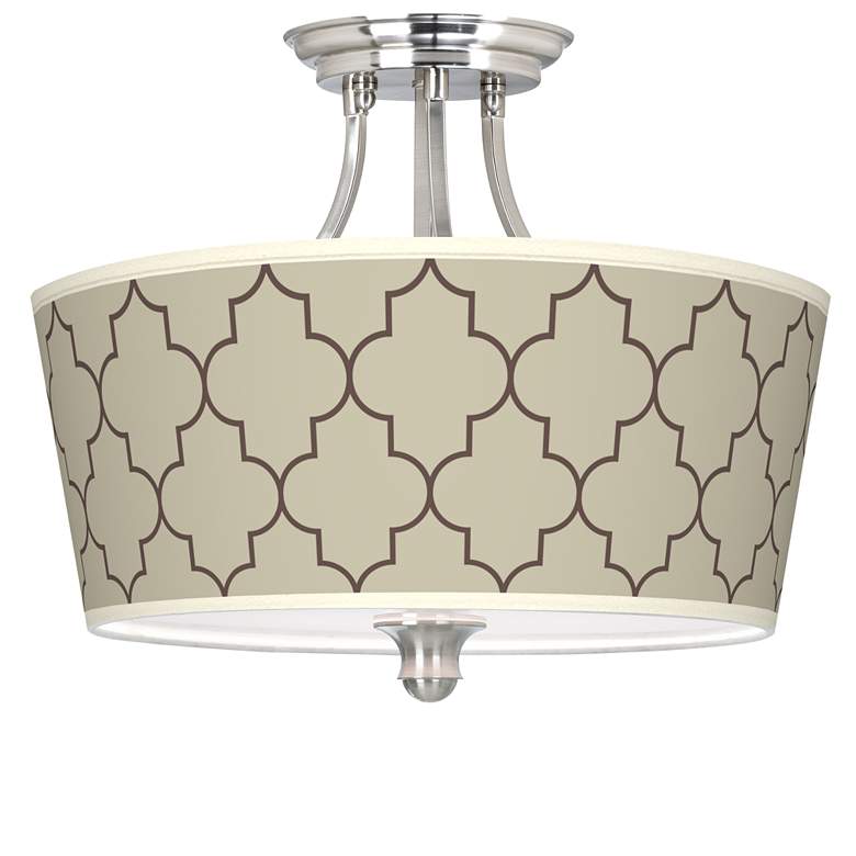 Image 1 Tangier Taupe Tapered Drum Giclee Ceiling Light