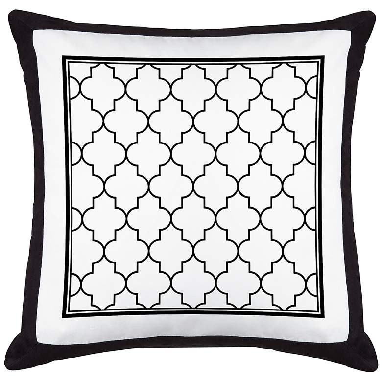 Image 1 Tangier White Black Canvas and Microsuede 18 inch Square Pillow
