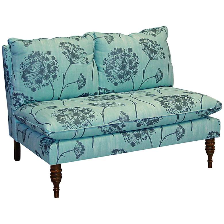 Image 1 Tangine Queen Anne&#39;s Lace Aqua Armless Loveseat