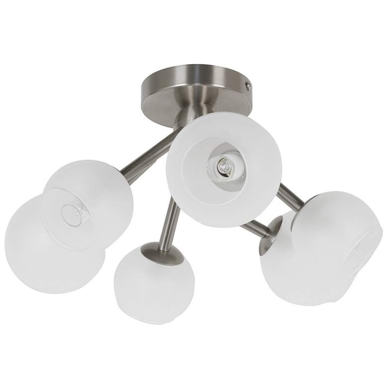 Image 1 Tanglewood 17" Wide 6 Light Satin Chrome Semi-Flush