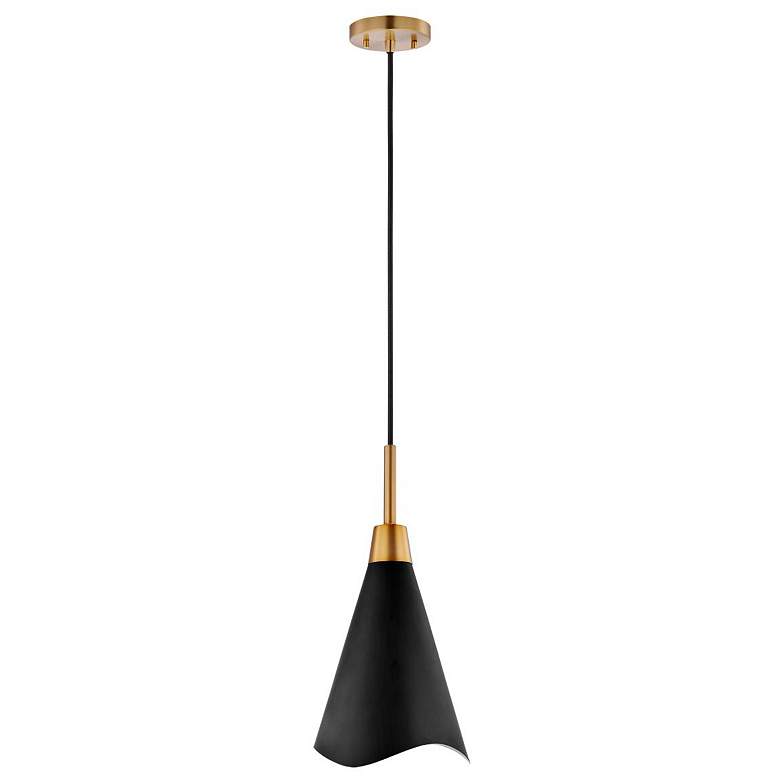 Image 7 Tango; 1 Light; Large Pendant; Matte Black with Burnished Brass more views
