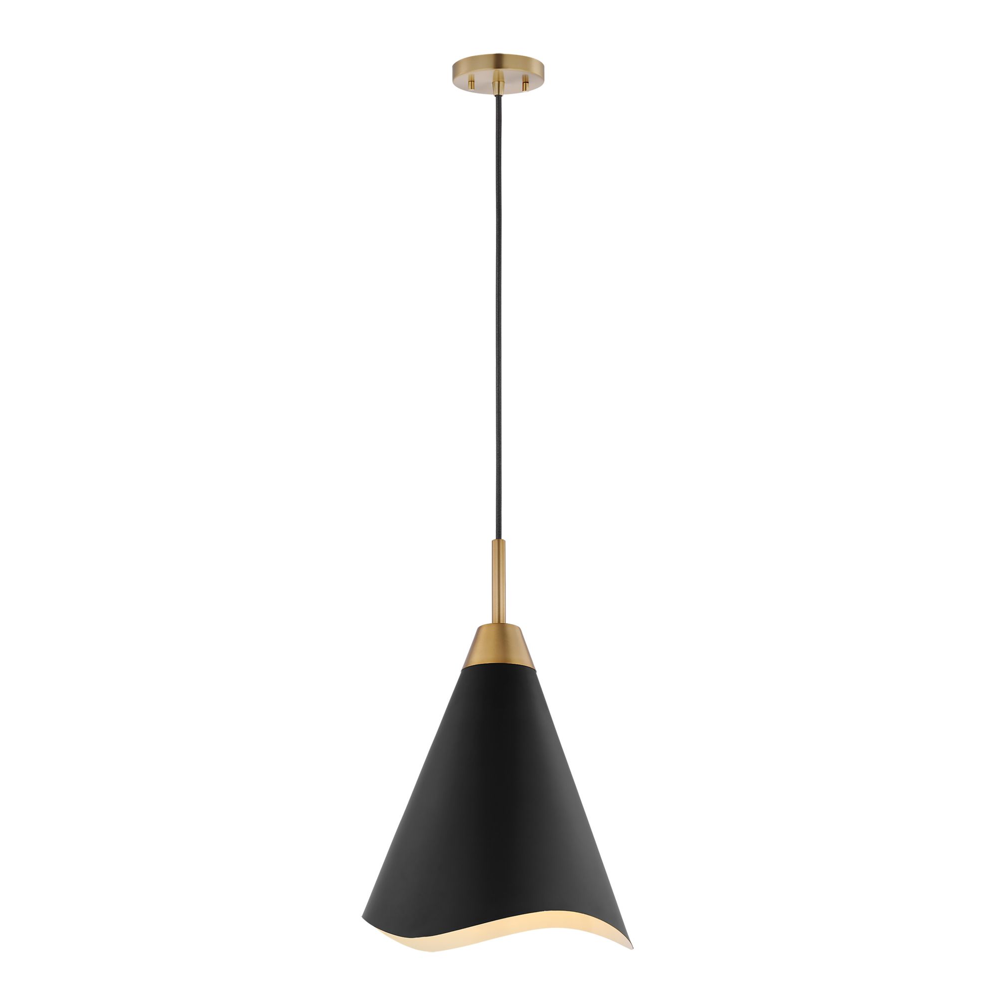 Image 3 Tango; 1 Light; Medium Pendant; Matte Black with Burnished Brass more views